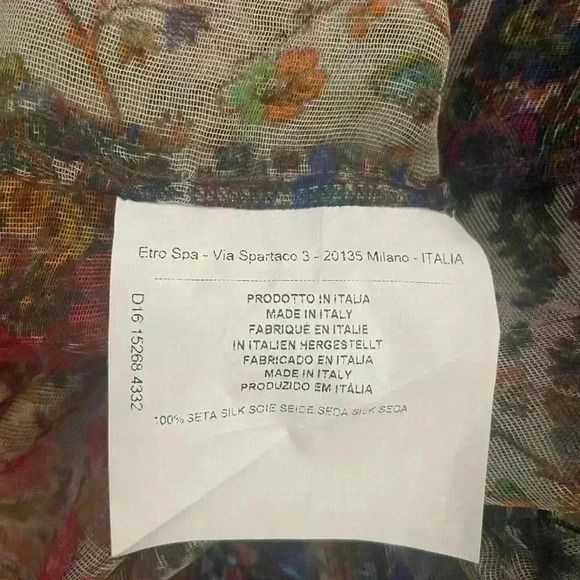 ETRO Women's Silk Chiffon Tank Blouse Top Ruffle Floral Print Shirt 44 Small NWT - Picture 2 of 9